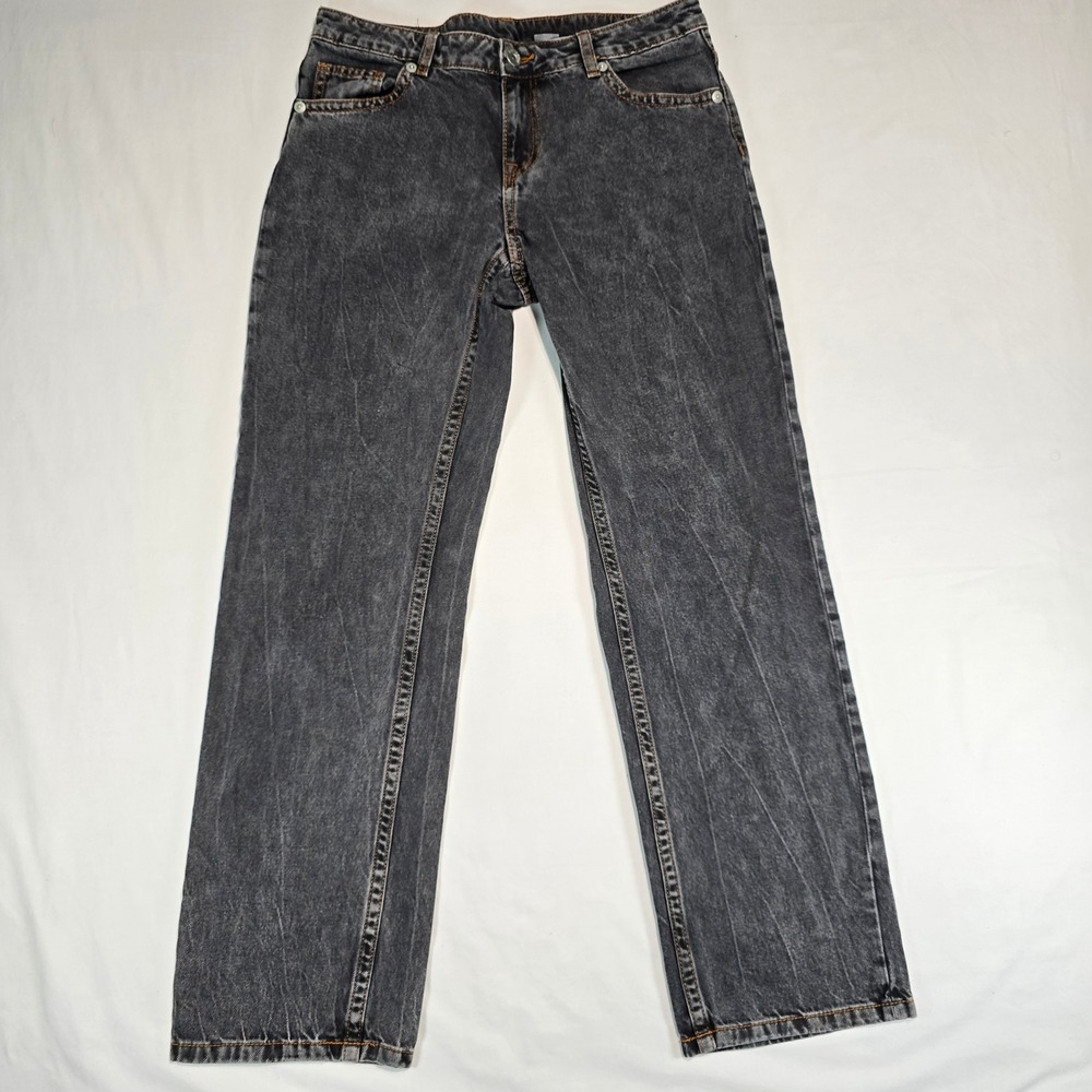 H&M Divided Mens Washed Black Straight Leg Jeans 100 Cotton Size 8 US 40 EU